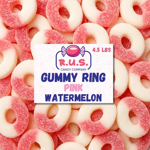 Pink Watermelon Ring Gummies 4.5 lbs Bulk Bag – Fruity Gummy Candy – Fresh, Soft & Chewy – Party, Snack, Candy Buffet – by RUS Candy Company (Pink Watermelon)