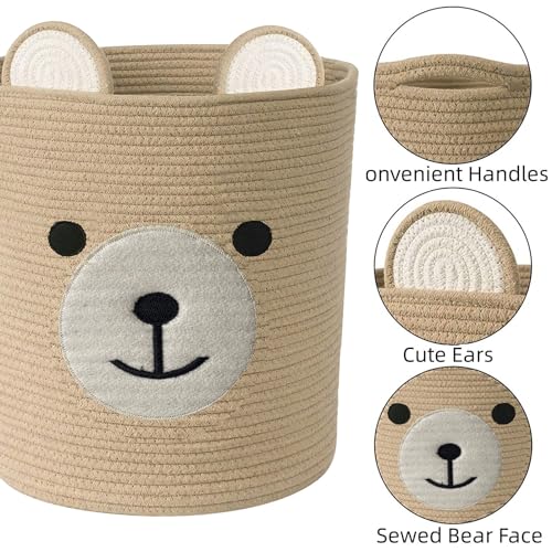 Bear Basket for Nursery, Baby Baskets for Storage, Baby Shower Baskets, Laundry Basket, Storage Hamper for Children Kids Toy Plant Indoor Corner (Brown) - Image 3