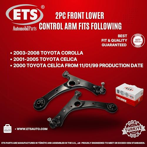 ETS 2Pc Front Left & Right Lower Control Arm & Ball Joint Assembly Kit K640360 K640361 K90309 Fits Toyota Celica 2000-2005, Corolla 2003-2008 - Image 3