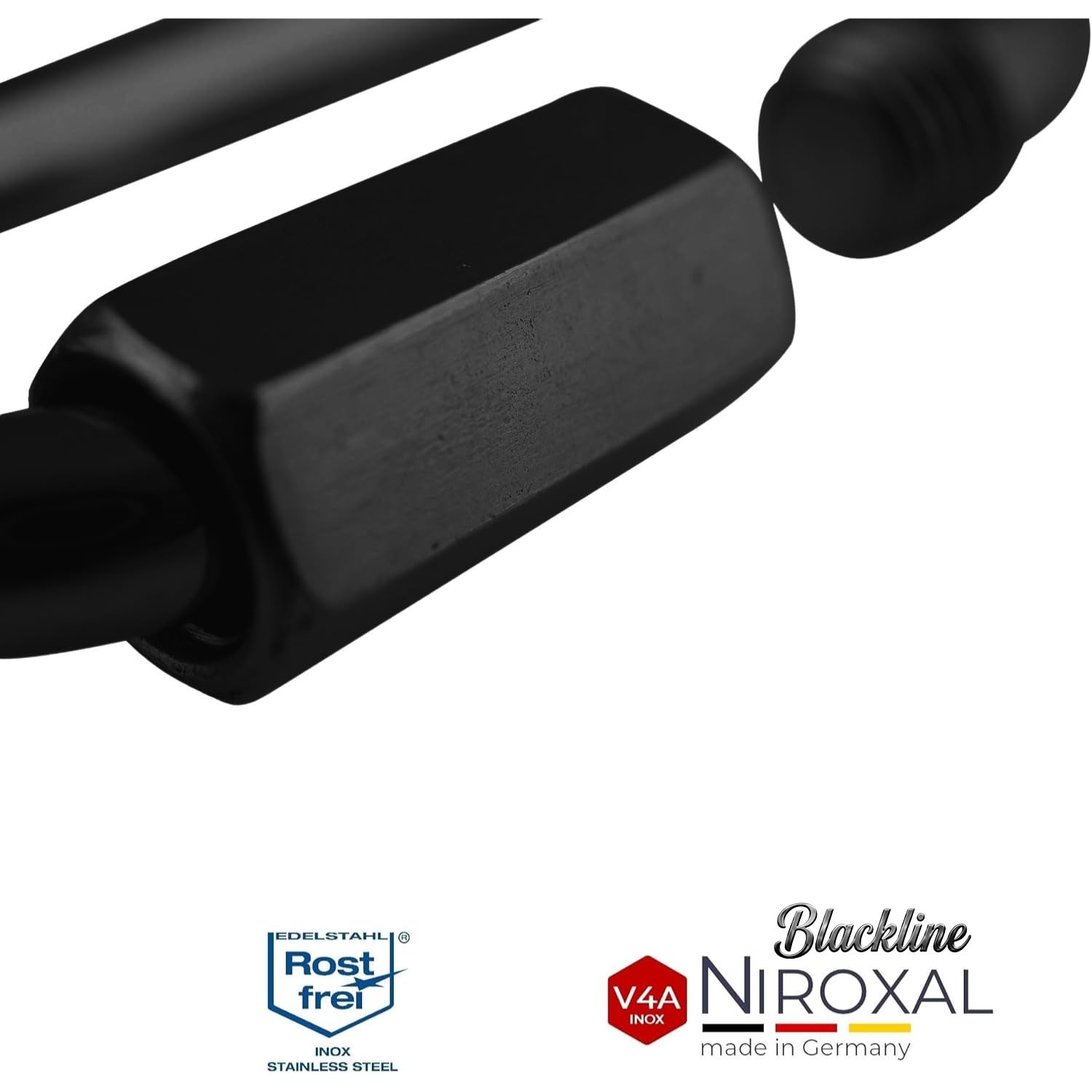 Łącznik śrubowy czarny V4A A4 Ø 10 mm – 10 sztuk – 3750 kg obciążenia na zerwanie – do dużych obciążeń – Blackline czarny, trwale zaczerniony – łącznik łańcucha, szekla, alternatywa