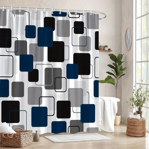 Rideau de douche géométrique abstrait moderne imperméable 110x170cm