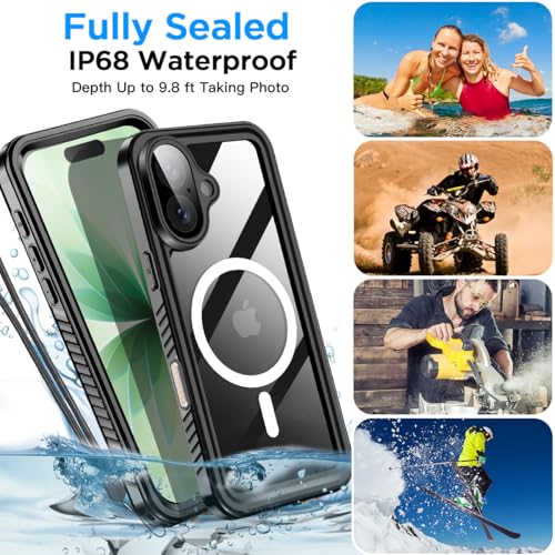 AICase for iPhone 17 Case Waterproof Clear with MagSafe Water Proof/Snowproof/Dustproof/Shockproof,IP68 Certified 360 Full Body Protection Fully Sealed Underwater Cover for iPhone 17 6.3" - image 5