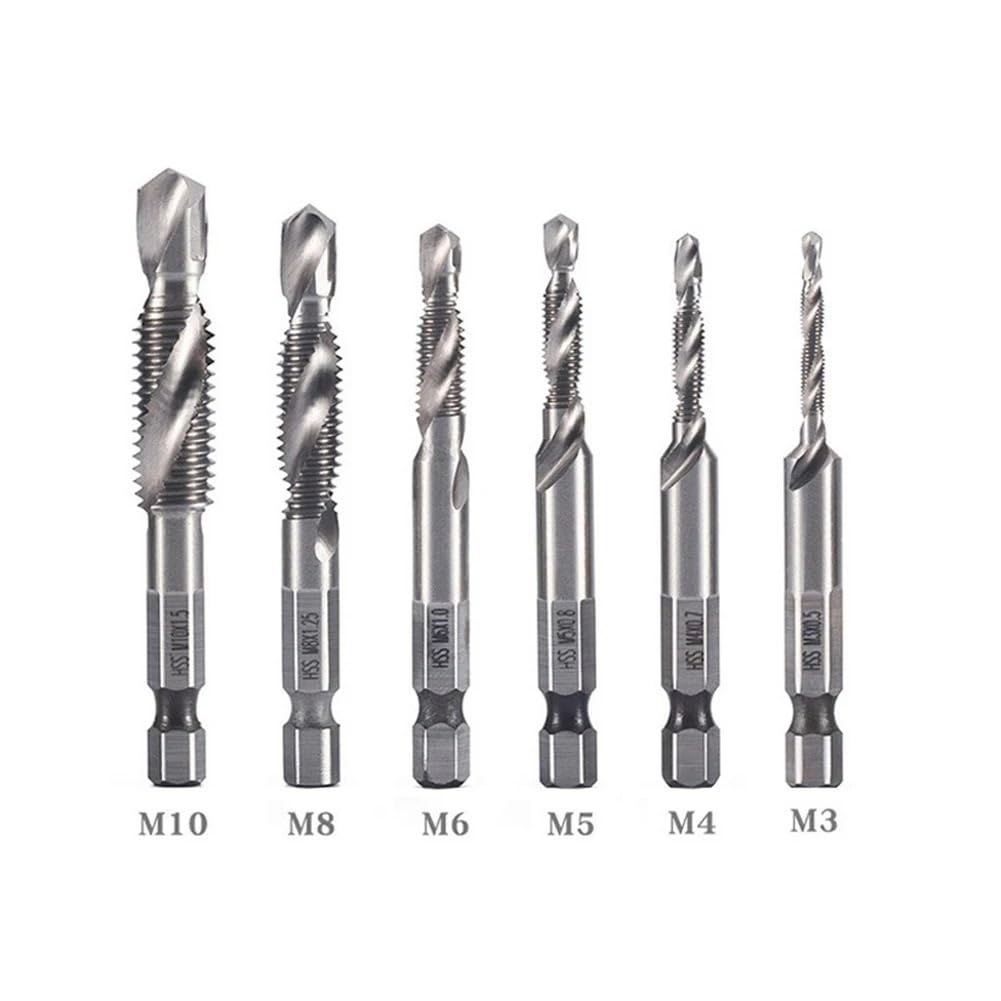 Set di punte da trapano for maschi HSS da 12 pezzi - M3 M4 M5 M6 M8 M10 Utensili di maschiatura metrici con codolo esagonale for filettatura interna