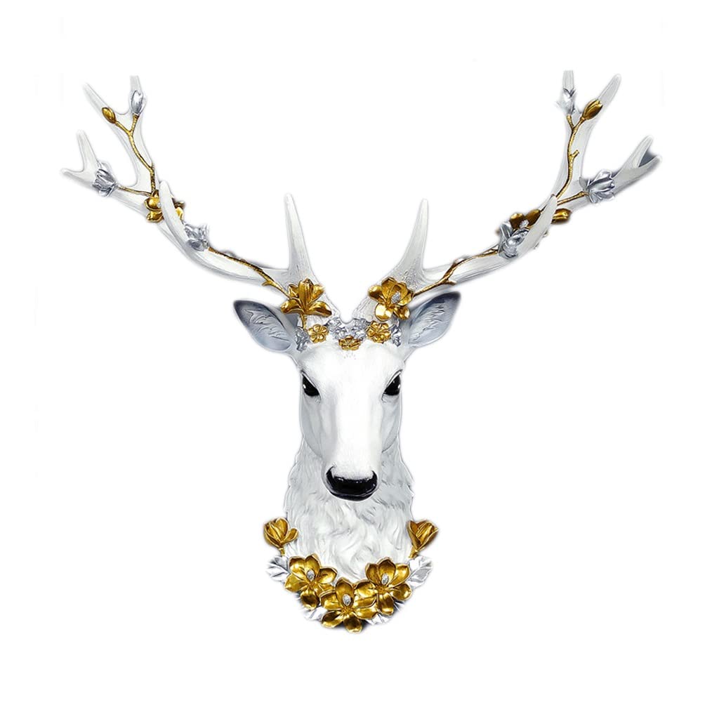 Décoration murale tête de cerf blanche design épuré pour salon moderne