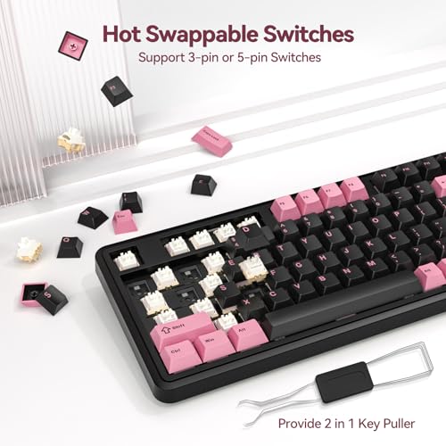 Image of AUSDOM 98Pro Wireless Mechanical Keyboard, Tri-Mode BT /2.4GHz /USB-C Hot Swappable Custom Gaming Keyboard with Backlit, Gasket Structure, Linear Switches for Windows /Mac /PC (Clicky Sound)
