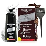 Beard Dye for Men - Mens Beard Dye - 40 Applications - With 20 Gloves and Brush - Salvathor Duran - 500 ml.