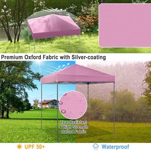Image of Tangkula 6.6x6.6 Ft Pop Up Canopy, 1 Person Instant Setup Canopy Tent with Center Lock, UPF 50+ Sun Protection, 8 Stakes, 4 Ropes, Portable Outdoor Canopy with Carrying Bag