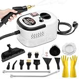 2500 W Limpiador de Vapor, Maquina de Vapor, Maquina para Lavar Sillones y Tapiceria con 10 Cabezales de Cepillo, 1 par de...
