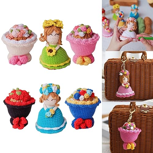 Image of DIY Crochet Stuffed Bride Doll Room Decoration for Wife Girls Boys Women Pink White
