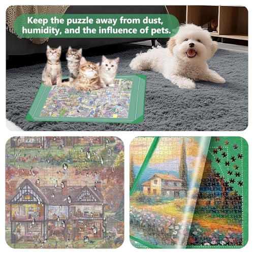 Accessoire de rangement pour puzzle 1000 pièces avec tapis vert - 3