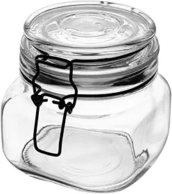 LYOR - Pote Hermético de Vidro com Silicone e Clipe em Metal Vintage Preto 550ml - Organização de Alimentos - Porta Mantimentos com Tampa Hermético