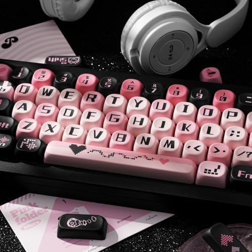 Image of PBT Keycaps Black Pink Love Cute 131 Keys Key Cap for Cherry MX