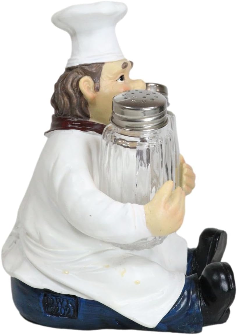 Ebros Italian Head Chef Mario Salt And Pepper Shakers Holder Figurine As Decorative Kitchen Dining Centerpiece Decor For Chefs Cooks Bistro Restaurant Themed Statue (Set Of 2)
