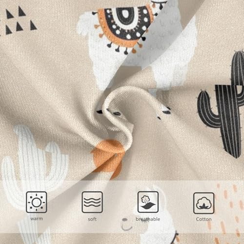 CHIFIGNO Boys Cotton Briefs Soft Underwear Breathable Underwear Briefs for Toddler Boy, Cute Llama Cactus Beige3