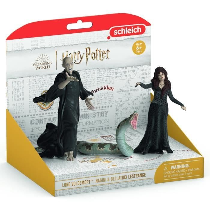 Image of Schleich Harry Potter - 3PC Voldemort, Bellatrix Lestrange and Nagini Figurines - Harry Potter Set - Wizarding World Collectible Figures for Kids and Adults - Ages 6+ | 42684