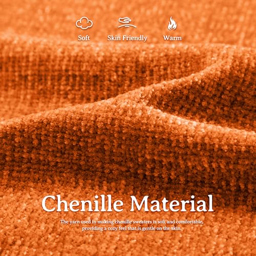 Image of Simple&Opulence Women's Chenille Sweater Crewneck Long Sleeve Pullover Ribbed Cuff Hem Round Neck Jumper Tops
