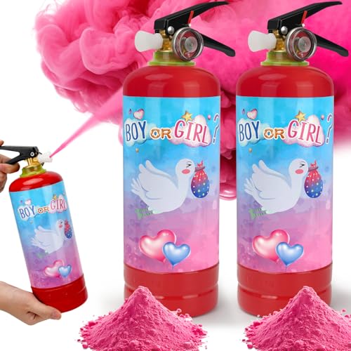 Gender Reveal Fire Extinguisher 2 Pack Girl Gender Reveal Ideas Party Decor Biodegragable Gender Reveal Party Supllies (Extra Large)