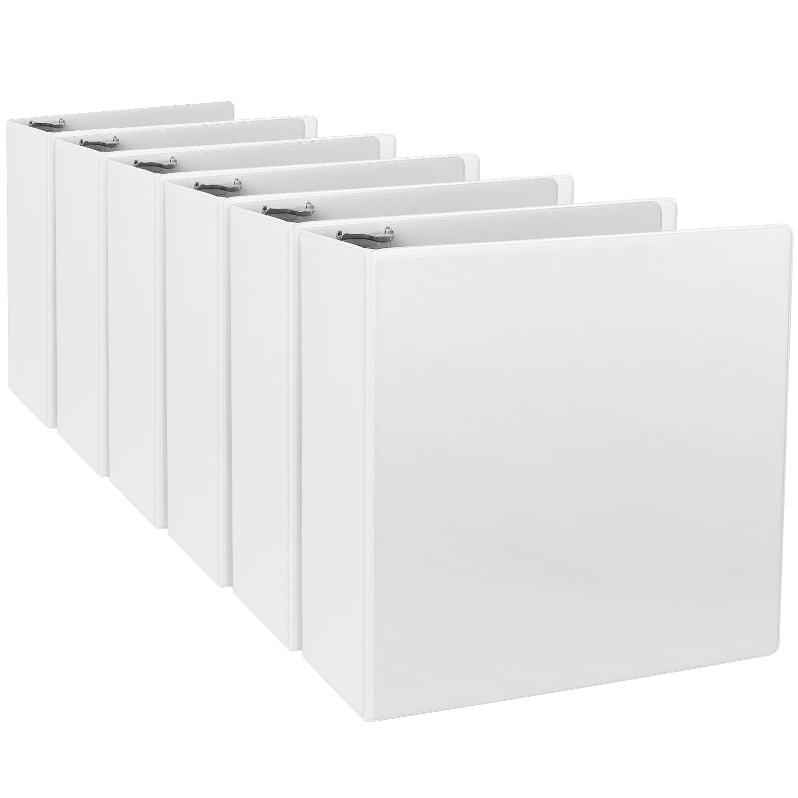 3-Inch 3 Ring Binder, Standard 3" Round Ring Binder Fit Letter Size Paper, Presentation View Binders, White, 6-Pack