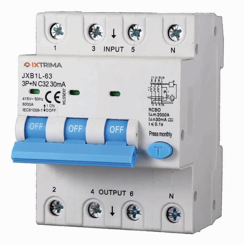 Interruttore Magnetotermico Differenziale 3P+N 32A 30mA 380V-6KA CLASSE A 30mA per Guida DIN - 4 Moduli DIN - Protezione Circuiti e Sicurezza Impianti