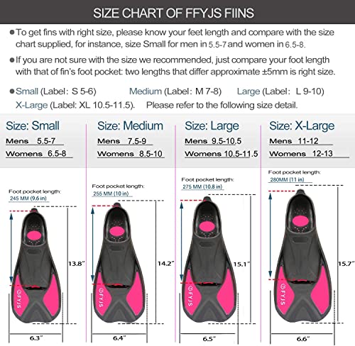 F Fyjs Short Swim Fins, Travel Size Diving Flippers With Mesh Carrying Bag For Adult Men Women #TOP3