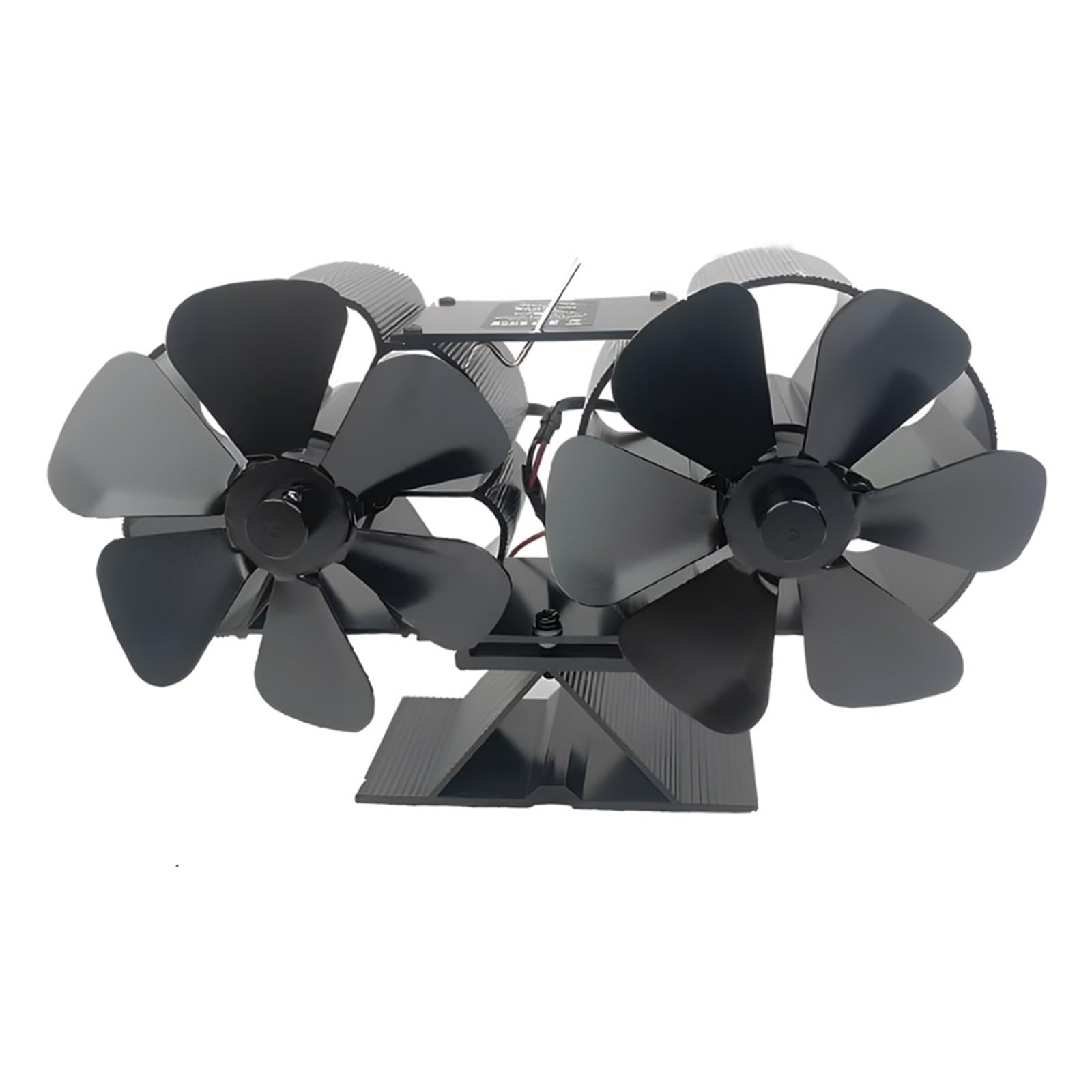 Ventilador Estufa Leña Ventilador De Estufa Leña, Motores Silenciosos Duales Alimentados Por Calor, 12 Aspas, For Hogar No Eléctrico Activado Con Soporte Y Termómetro
