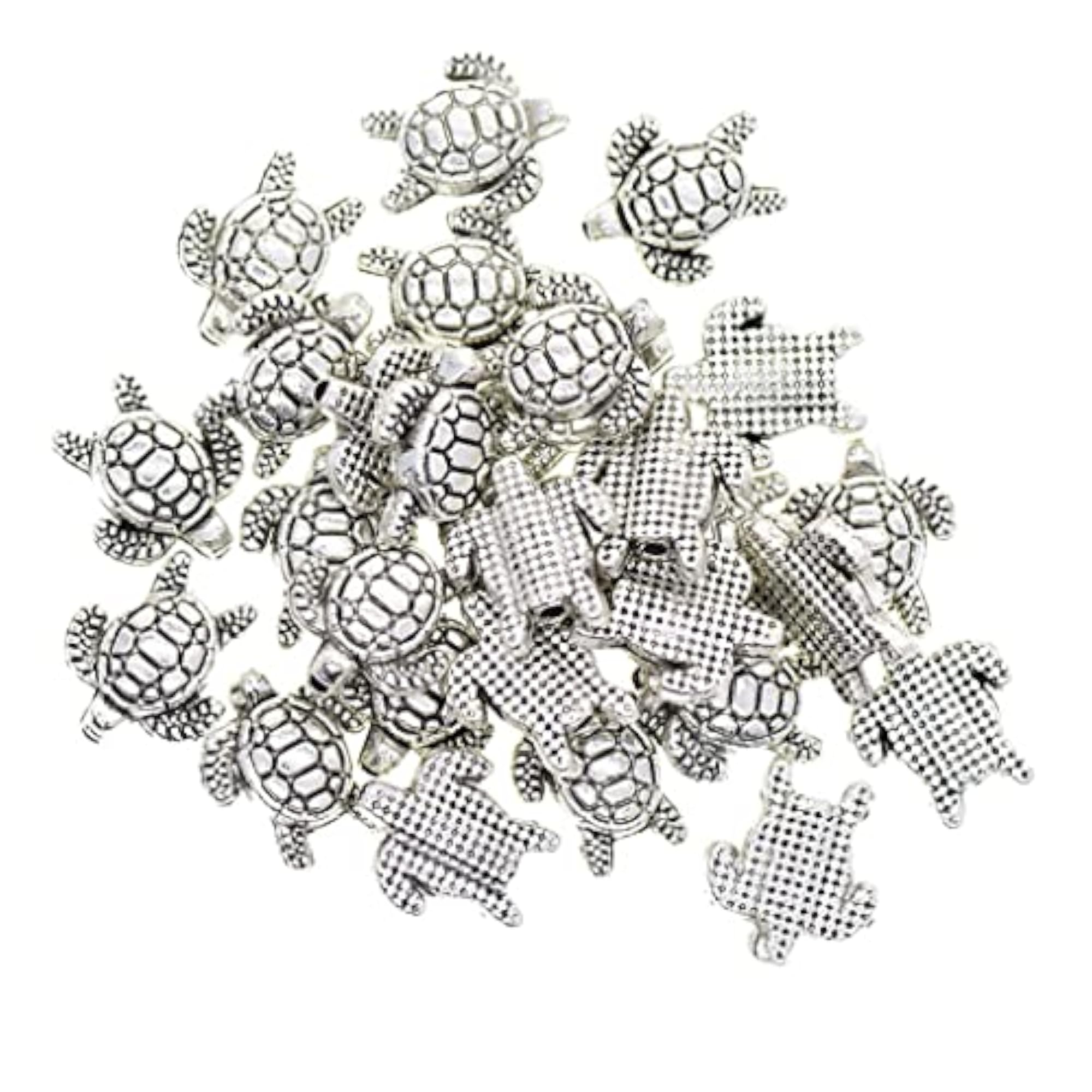 50pcs Tibetan Silver 3D Turtle Spacer Beads for DIY