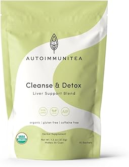 Detox Liver Tea - Herbal Debloat Blend - AIP Autoimmune Protocol Compliant - Whole 30, Paleo Friendly - Organic Cleansing Herbs with Dandelion Root, Ginger, Rooibos