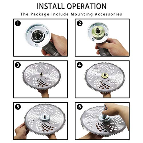 CZS 10\" x 80T Carbide Tip Brush Cutter Blades Premium Stainless Steel Trimmer Head with Universal Adapter Kit for Cutter, Trimmer, Weed Eater (2 Pack) - Thumbnail 4