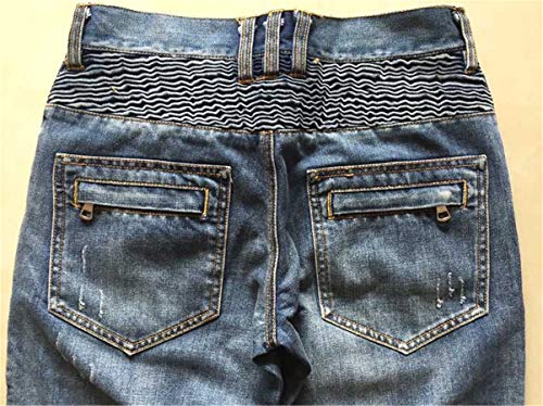 Andongnywell Men's Distressed Slim Fit Biker Jeans Ripped Stretched Denim Pants Destroyed Skinny Fit Zipper Trousers4