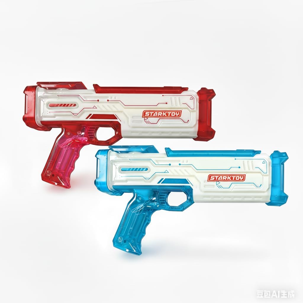 Electric Water Blasters 2 Pack Light Up Full Body Color Changing LED Squirt Guns, Automatic Rechargeable Water Guns for Kids & Adults, Long Range Soaker Set Red and Blue