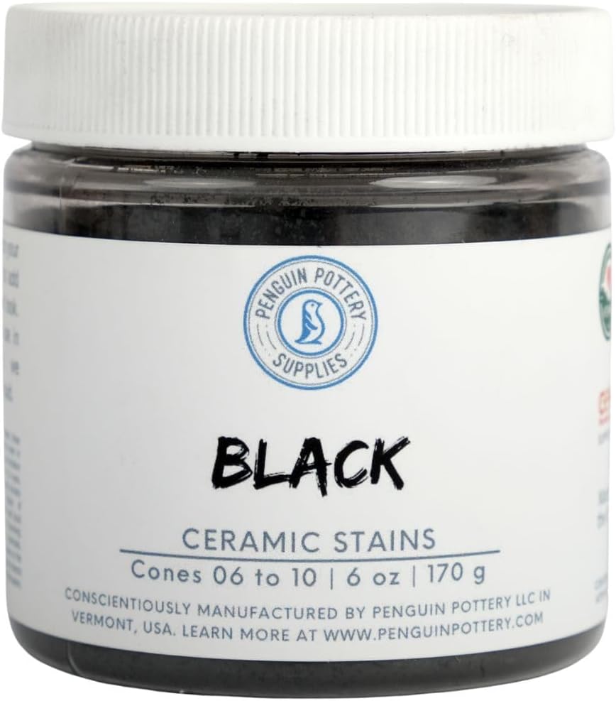 Penguin Pottery - Black Stain - 6 OZ - Colorant for Clay, glazes, Clay Slip