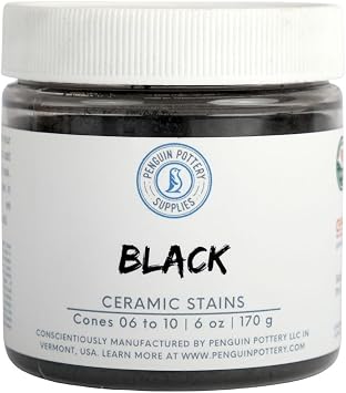 Penguin Pottery - Black Stain - 6 OZ - Colorant for Clay, glazes, Clay Slip