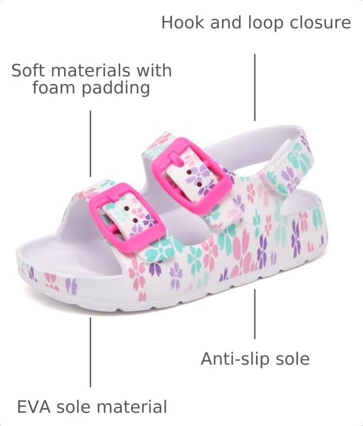 Image of INMINPIN Toddler Boys Girls Buckle Sandals Comfort Open Toe Sandal with Adjustable Back Strap