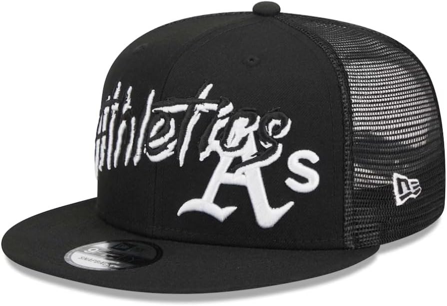 New Era Men's Trucker Mesh Street Dub 9fifty Snapback Hat Cap Baseball Adjustable - Black/White