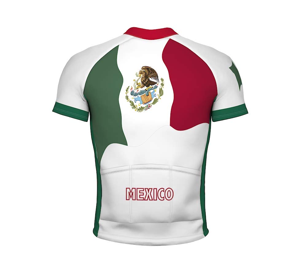 ScudoPro Mexico Emblem Full Zipper Bike Short Sleeve Cycling Jersey for Men - Size 3XL Multicolored