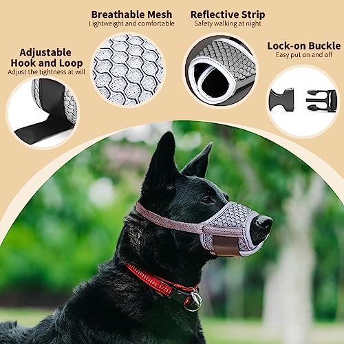 Image of LUCKYPAW Dog Muzzle Anti Biting Barking and Chewing with Comfortable Mesh Soft Fabric and Adjustable Strap, Suitable for Small, Medium and Large Dogs