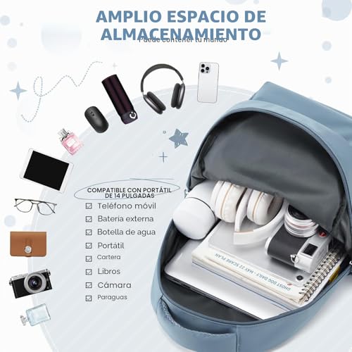 Miniatura 4 de Hyc00 Mochilas Portatil Mujer, 14 Pulgadas Mochila Escolar Adolescente Para Colegio Universidad Y Trabajo Mochilas Instituto Chica Mochila Mujer Trabajo Casual Backpack Para Viajes Negocios,Azul Real