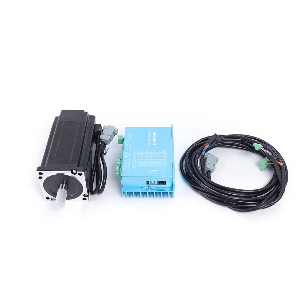 Nema34 - Kit motore passo-passo Closed Loop, 12 Nm 8A HBS86H Closed Loop Stepper Motor Driver DSP, set di azionamento motore passo-passo per macchina per incisione CNC, adatto per aggiornamenti del