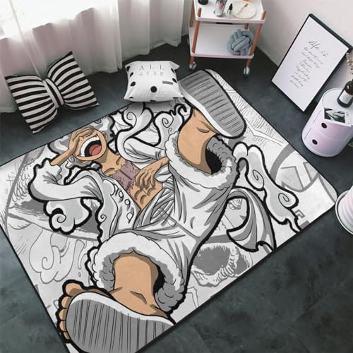 ワンピース ルフィ ギア5 (2) アニメ カーペット 長方形 ラグマット ラグ 絨毯 夏用 防ダニ 抗菌 防音 防臭 ふわっと手触り おしゃれ 優しいフランネルラグ 床暖房対応 洗える 滑り止め付 キャラクター 人気 プレゼント 100 × 150 cm VFB96D