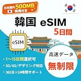 【韓国eSIM】5日間 (120時間) 高速無制限データ TikTokとChatGPT対応 QR簡单設定 メール登録で納品 韓国SIM 即日発行 緊急利用（Lineまで連絡）韓国esim (5日間 高速無制限)