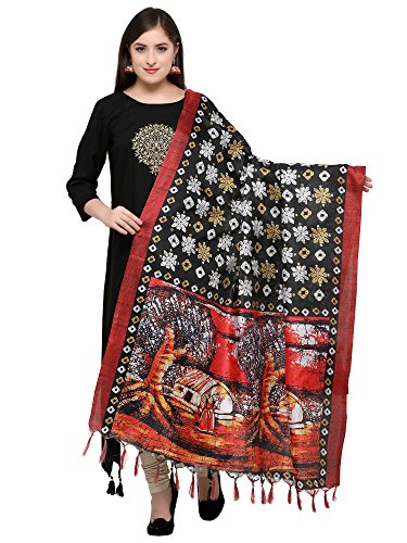 Applecreation Women'S Khadi Silk Dupatta (Black_Dgdpt30)