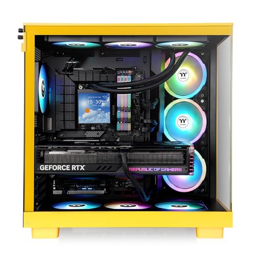 Image of Thermaltake View 380 XL TG ARGB; 4x120mm ARGB Lite Fans Included; 360mm Radiator Support; 420mm GPU Clearance; Hidden Connector Support; Dual Chamber; Bumblebee; CA-11E-00M4WN-00