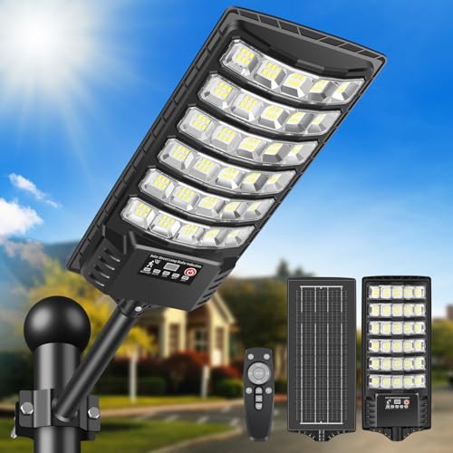 PEAKRO Farolas Solares Exterior, 400W Potente Focos LED Solar con Control Remoto, IP66 Impermeable 6000K Luz Solar Exterior Sensor de Movimiento Lampara Solar Jardín para Garage Patio, 1 Pack