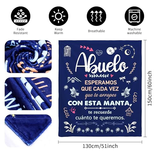 Miniatura 2 de Acaromay Regalos Para Abuelo Navidad Originales, Regalos Para Abuelos Hombre Decoración Mantas Regalo Día Del Padre Regalos Día De Los Abuelos Mantas 150x130cm Abuelo-A