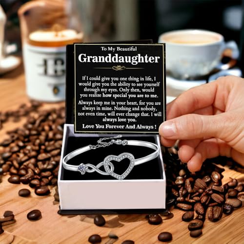 To My Granddaughter Bracelet, Granddaughter Infinity Heart Bracelet, Granddaughter's Jewelry Gift From Grandma Grandpa With Message Card And Box Meaning, Graduation Gift, Birthday Christmas Gifts4