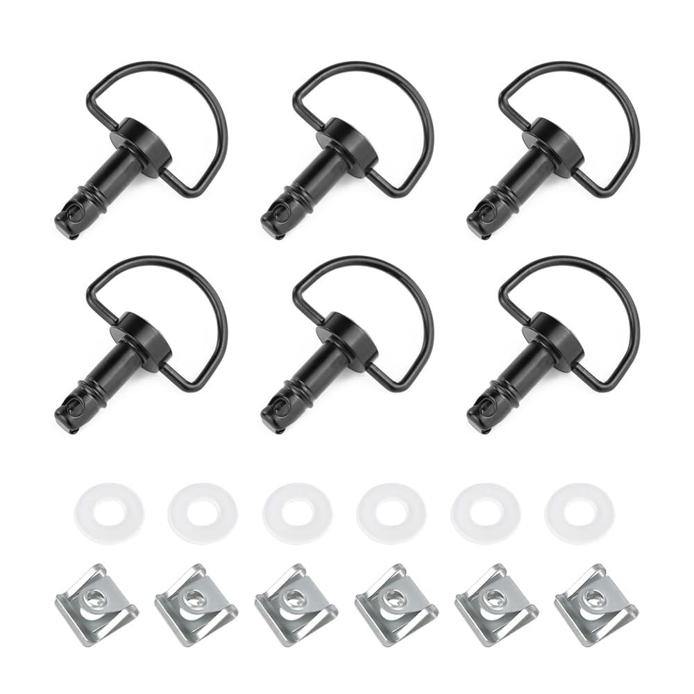 Velexmoto 6 PCS 14 mm Quick Release Fasteners D-Ring 1/4 Turn Trim Mount Clip Fit for Honda Kawasaki Yamaha Suzuki Aprilia Ducati Universal Fairing Bolts Studs Motorbike Trim Screw Set (Black, 14mm) — view 8