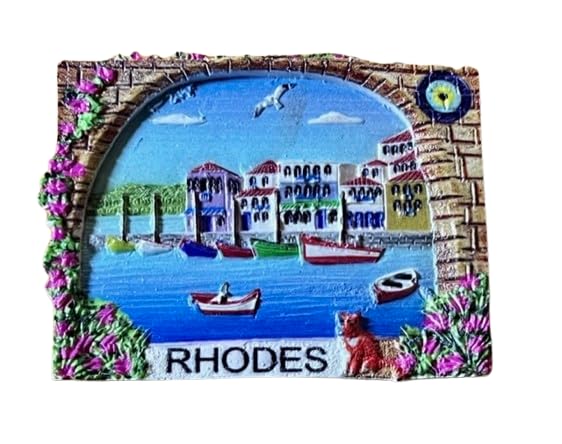 Magnete Frigorifero Rodi Grecia 3D - Souvenir Viaggio Città - Regalo Turistico Fatto A Mano - 1527