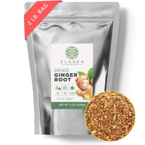 Dried Ginger Root 2 lb. (32 oz.), Contains Organic Non-GMO Ginger Root in Non-BPA Packaging, Ginger Root Tea, Dry Ginger, Cut & Sifted