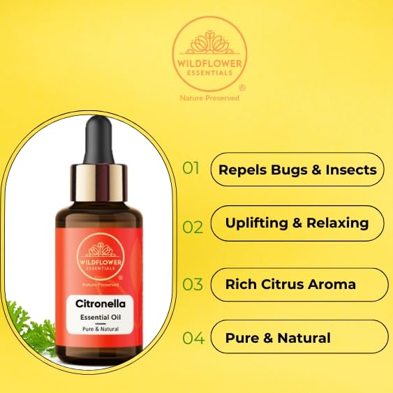 Image of Citronella Essential Oil for Diffuser and Aromatherapy, Skin, Massage, Candle and Soap Making Fragrance | Pure and Natural | Premium Grade 30ml (1 oz)
