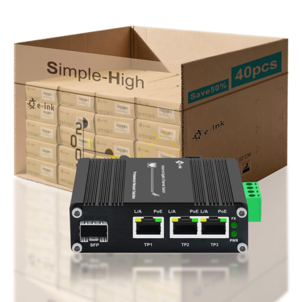 Commutateur Gigabit industriel à 3 ports PoE Ethernet PoE+ Commutateur fibre avec fente SFP adaptative 100/1000 M SFP rail DIN non géré 10/100/1000 Mbps Commutateur réseau IEEE802.3af/at 30 W